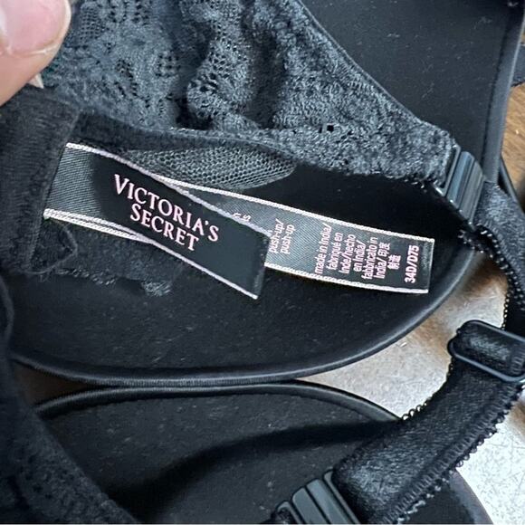Victoria's Secret Dream Angels Push-Up Bra Black Lace Adj Straps 34D - Picture 7 of 8
